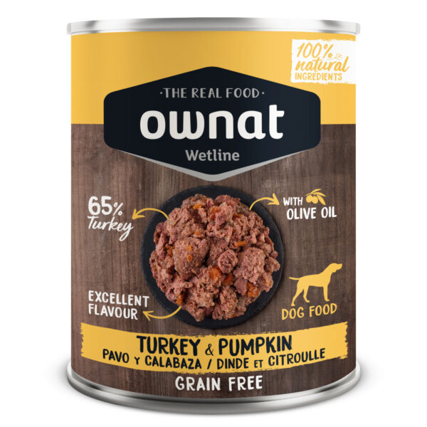 ownat grain free wet turkey & pumpkin cão 400gr