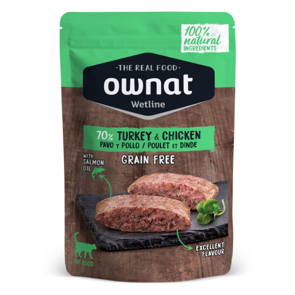ownat wet turkey & chicken gato 85gr