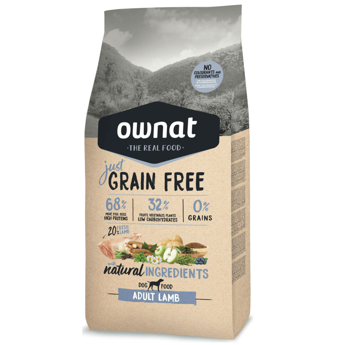 JUSTGF_ADULT_LAMB_14kg ownat cão just grain free 14kg