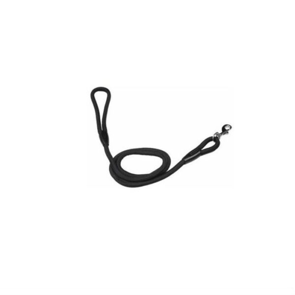 Trela Redonda em Nylon Preta com Mosquetão