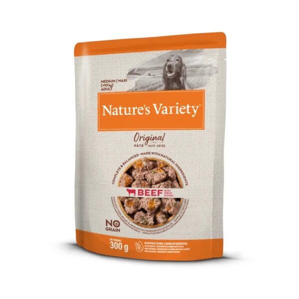 nature's variety dog wet original no grain medium maxi adult vaca patê 300gr