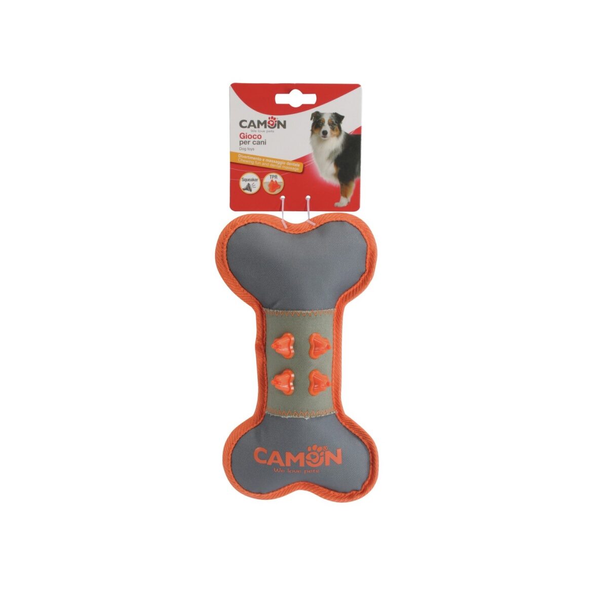 brinquedo cão osso tpr com squeaker camon