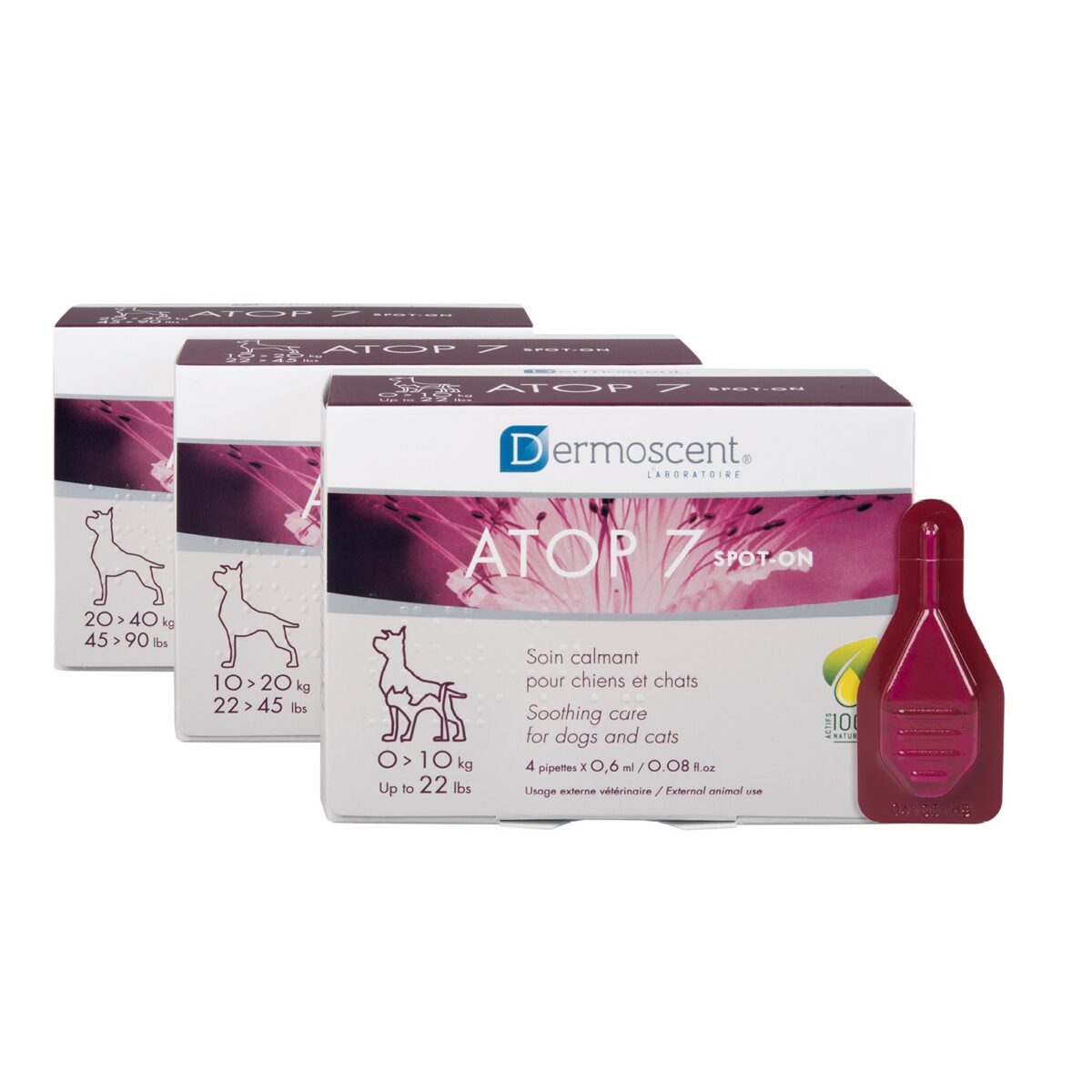 dermoscent atop 7 spot on 4 pipetas