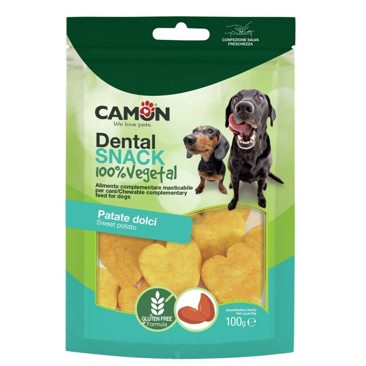 camon snack coração de batata doce 100gr wepet cão