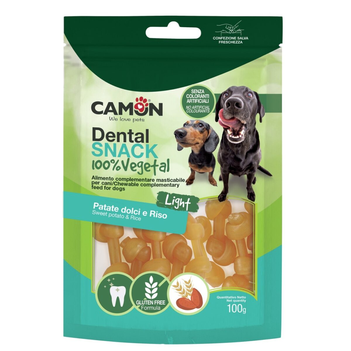 camon snack osso de nó com batata doce e arroz 100gr wepet cão