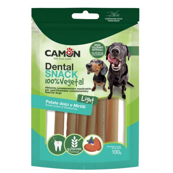 wepet snack camon 100% vegetais cão batata doce e mirtilos 100gr