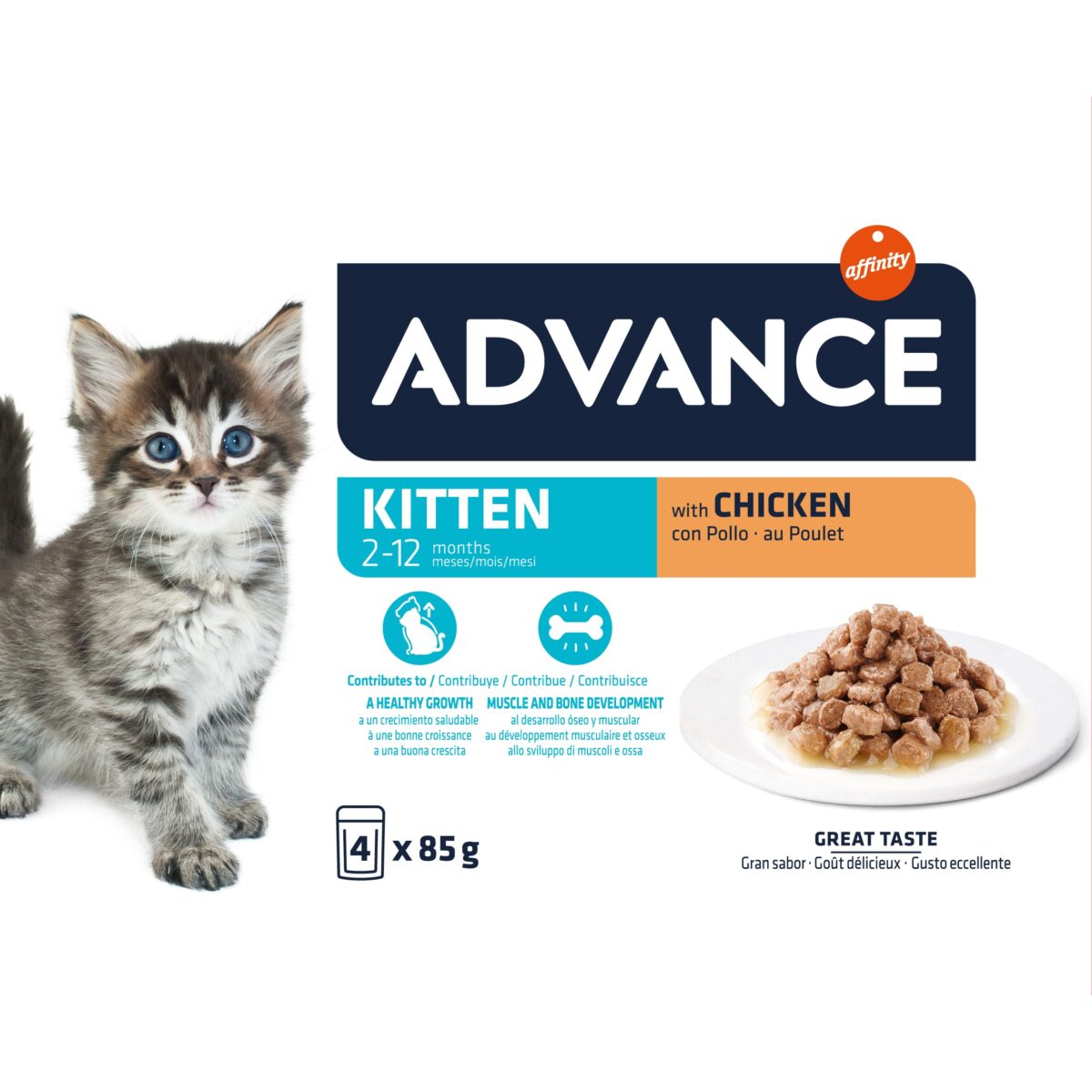 2 Advance Cat Wet kitten chocken 4x85gr wepet