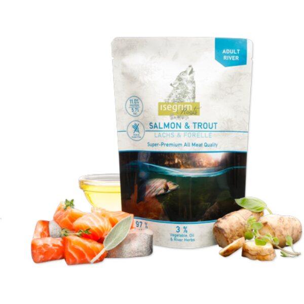 "ISEGRIM" ROOTS - SALMÃO, TRUTA, ÓLEO DE FLOR DE AÇAFRÃO E ERVAS 410GR WEPET CÃO