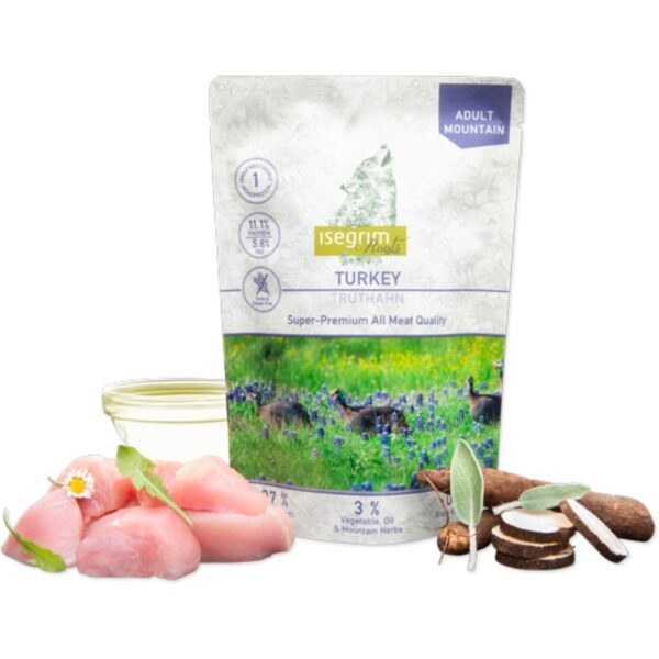 "ISEGRIM" ROOTS MONOPROTEÍNA - PERÚ, ÓLEO DE GIRASSOL E ERVAS WEPET 410GR CÃO