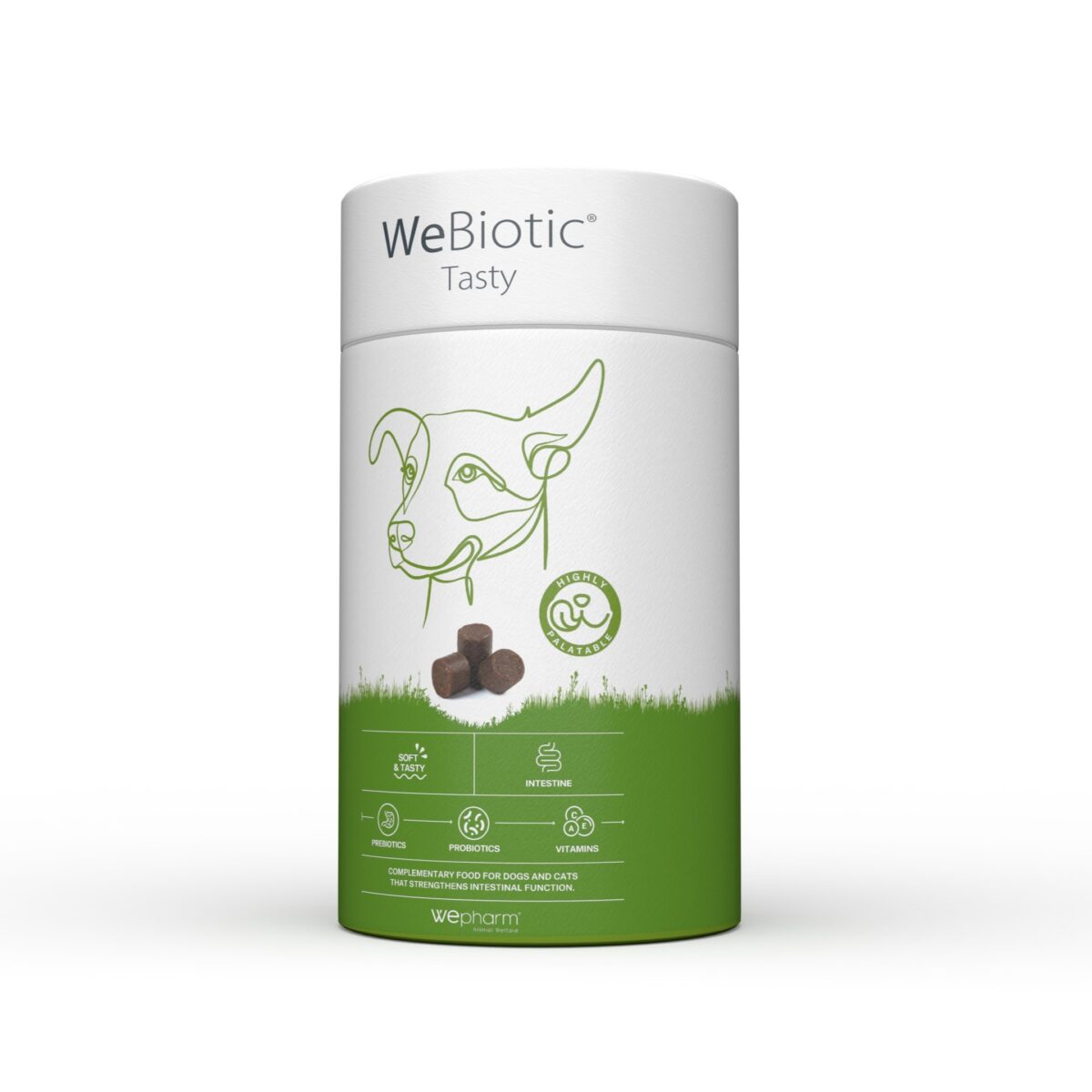 WEBIOTIC_TASTY_lateral WEPHARM WEBIOTIC TASTY 30 CHEWS CÃO GATO WEPET