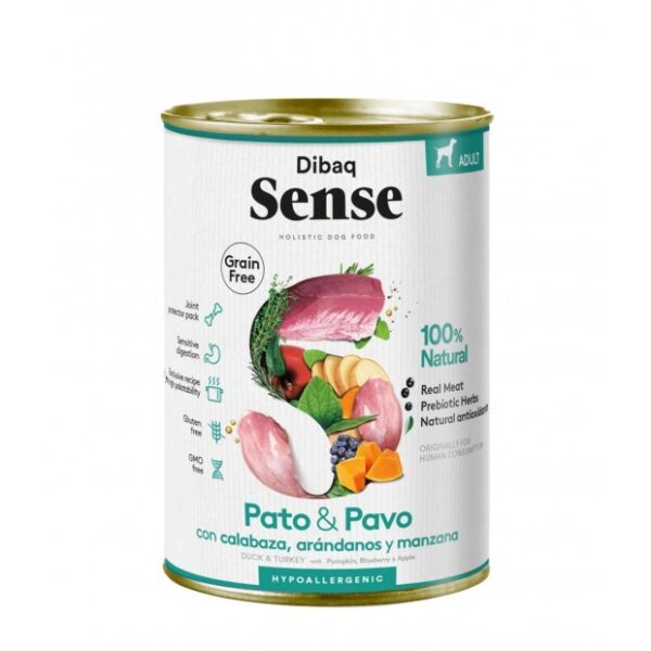 Dibaq Sense DOG Grain Free PATO & PAVO 380gr wepet cão