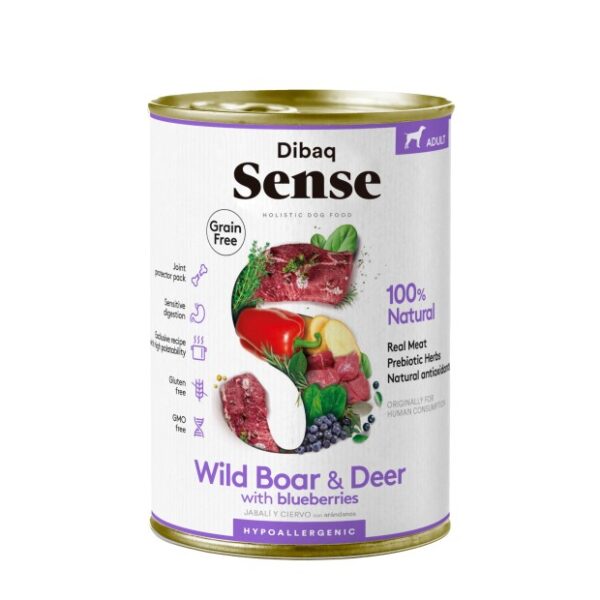 Dibaq Sense DOG Grain Free SALVAJE (CIERVO Y JABALÍ) 380gr wepet cão