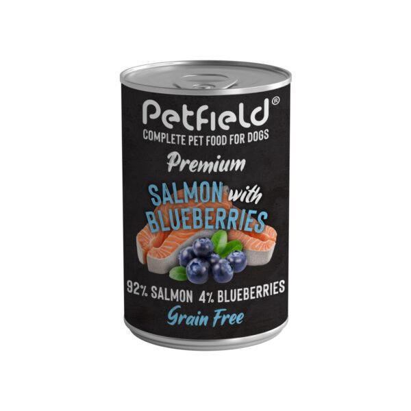 Petfield Wetfood Dog Salmon & Blueberries 400gr wepet cão