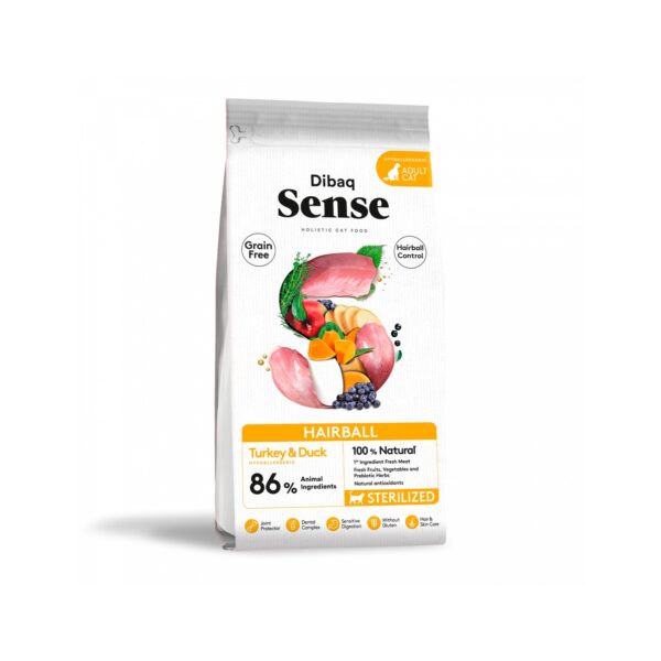 Dibaq Sense CAT Grain Free HAIRBALL (PATO&PAVO) 1,5kg wepet gato