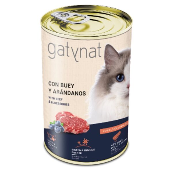 Gatynat Esterilizado com Carne e Mirtilos 400gr wepet gato