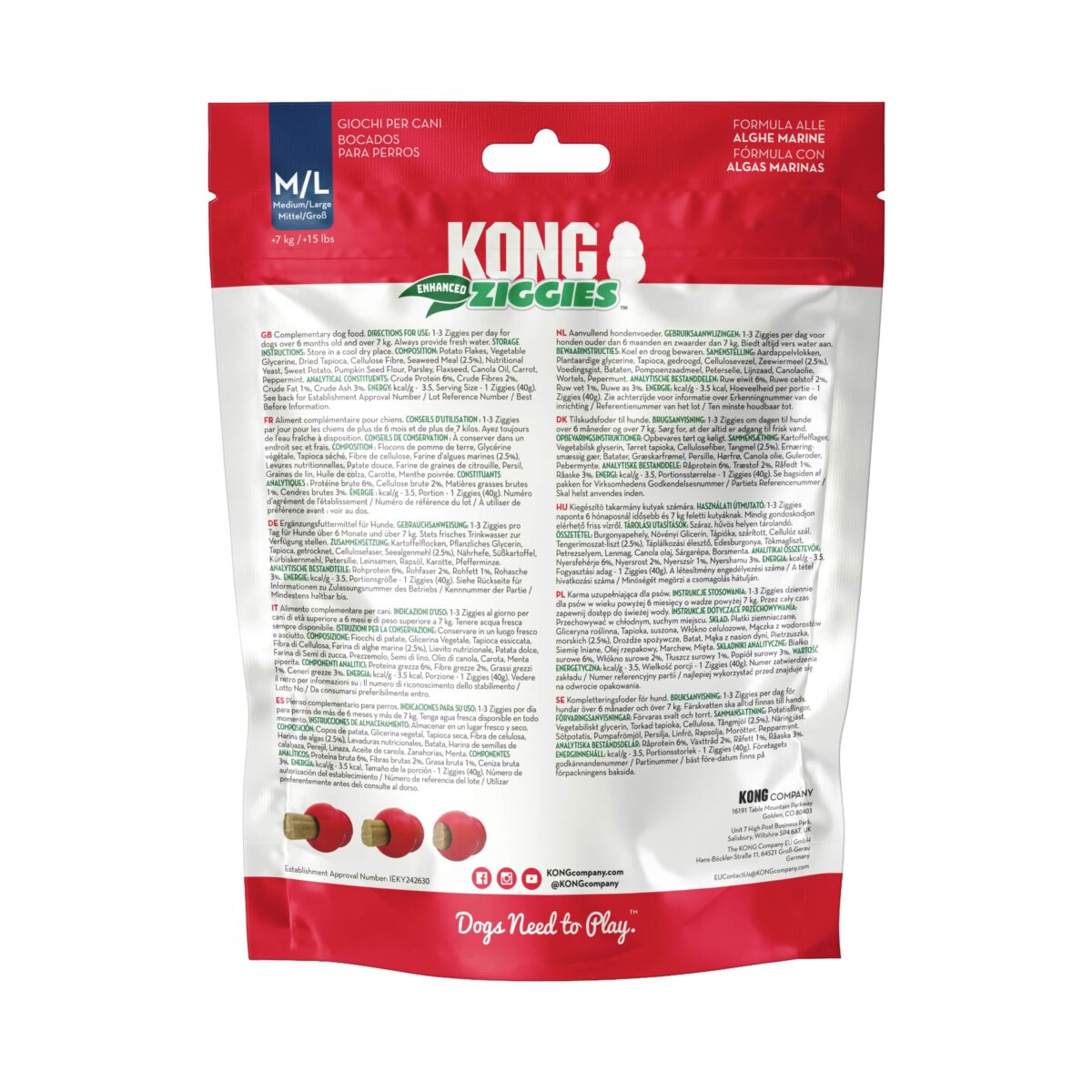KONG ZIGGIES ENHANCED M/L WEPET CÃO