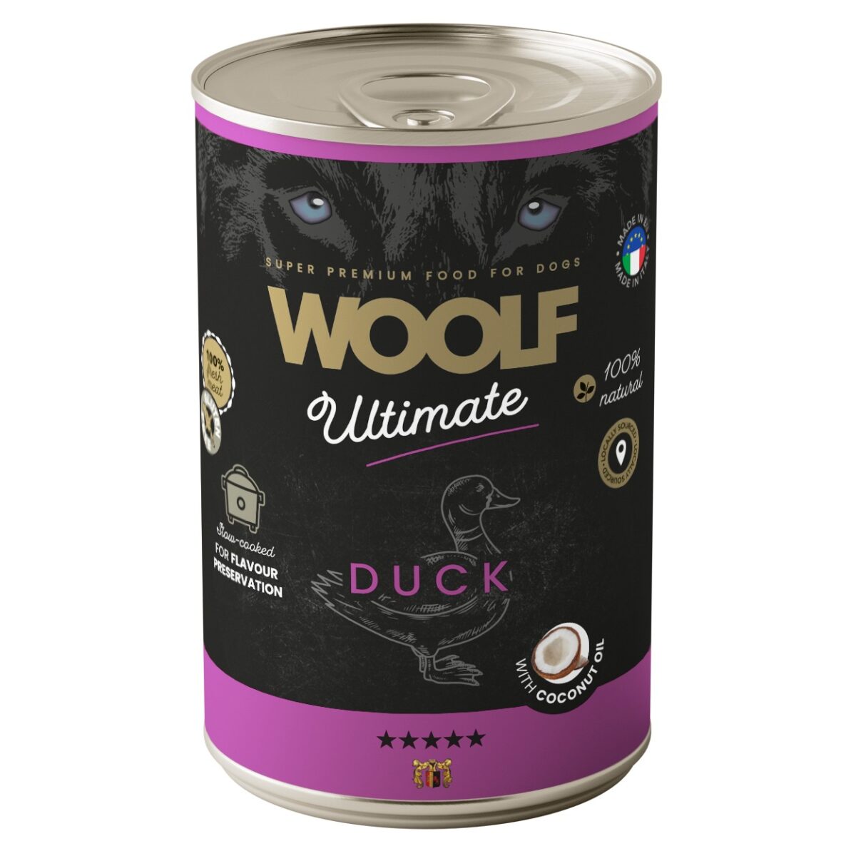 Ultimate-konzervy_pes_mockupy_duck WOOLF ULTIMATE HÚMIDO CÃO Pato 400GR WEPET