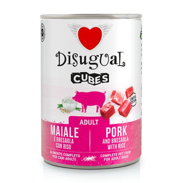 DSG PERRO CUBES CERDO Y BRESAOLA CON ARROZ 400GR WEPET DISUGUAL