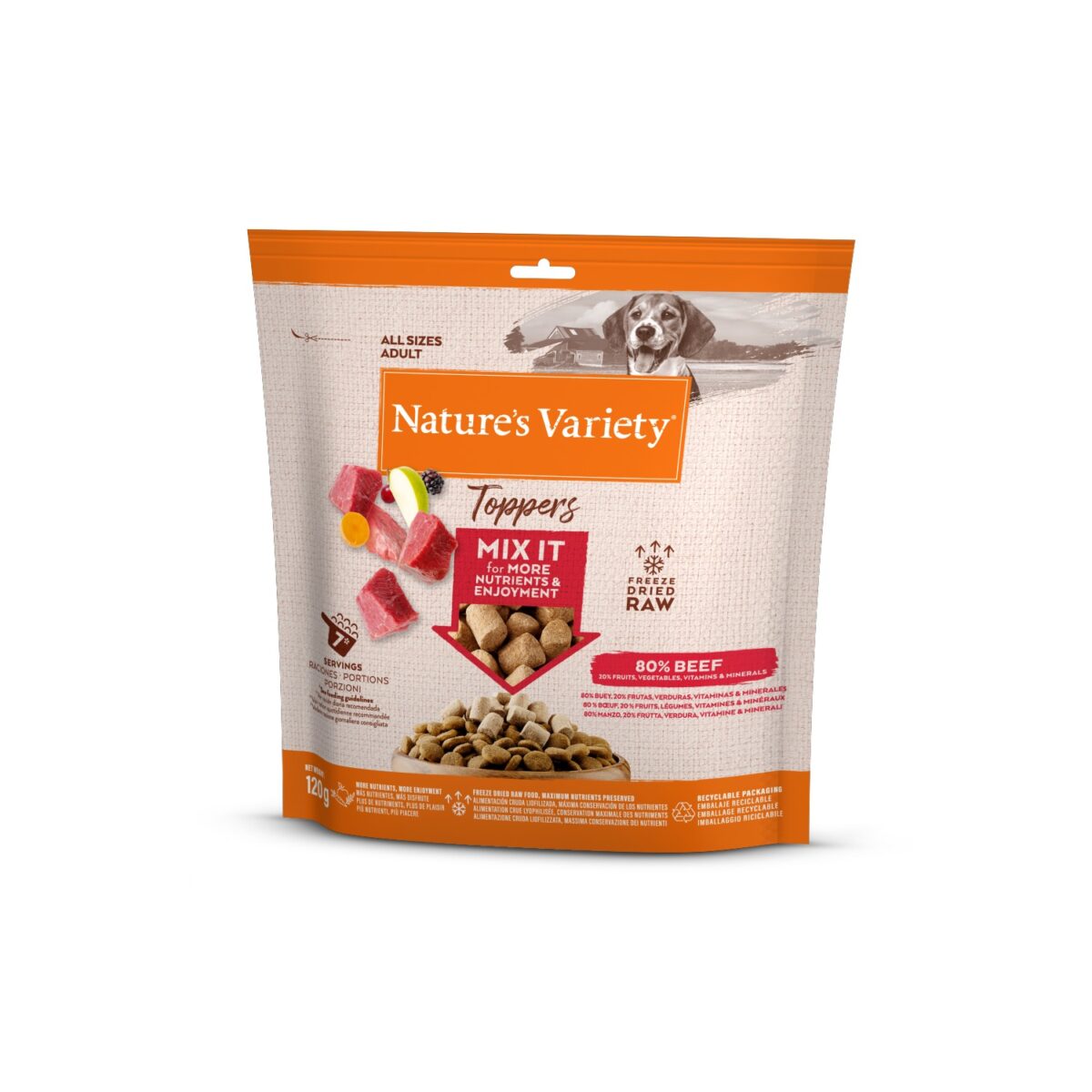 NV DOG FD TOPPERS BEEF 120 GR NV DOG FD TOPPERS BEEF 120GR WEPET