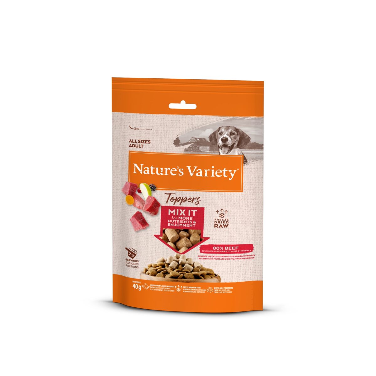 NV DOG FD TOPPERS BEEF 40 GR Nature's Variety Freeze Dried Topper Vaca - Image 1