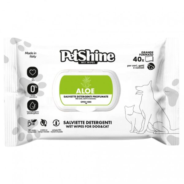 Petshine Toalhitas com fragrância aloé vera- 40 UND WEPET