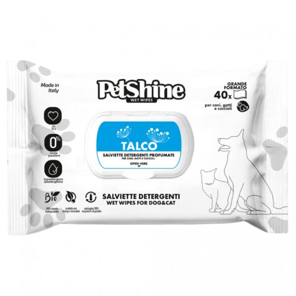Petshine Toalhitas com fragrância Talco - 40 UND WEPET