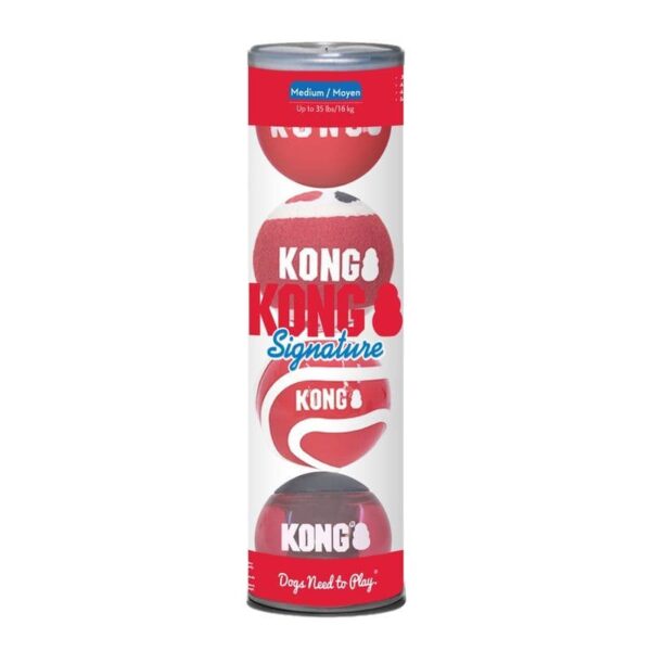 KONG SIGNATURE BALL ASSORTED 4-PK MD (SKM2E) WEPET